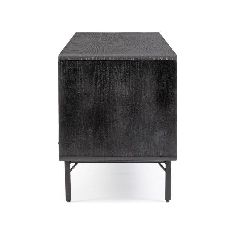 TV Sideboard mit 2 Türen und 3 Schubladen Widald Schwarz - ZEN ZONE