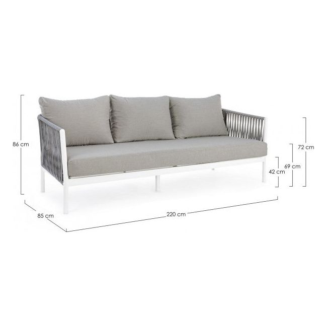 Outdoor Sofa 3er Platz mit Kissen Florencia Weiß WG20 - ZEN ZONE