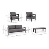 Outdoor Lounge Set 4er mit Kissen Presley Anthrazit WG21 - ZEN ZONE