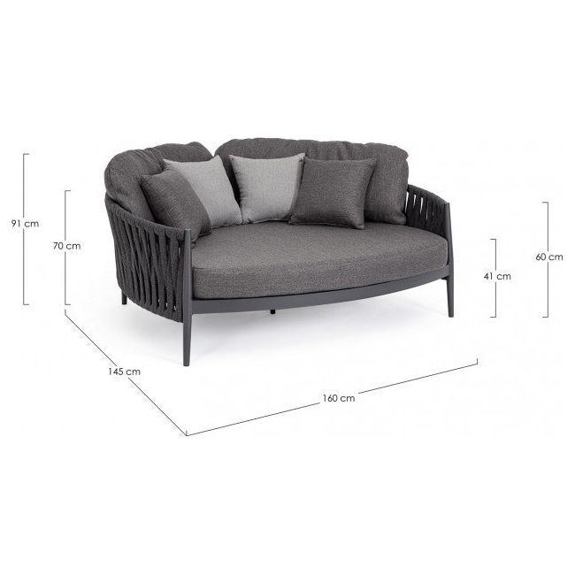 Outdoor Daybed mit Kissen Jacinta Anthrazit WG21 - ZEN ZONE