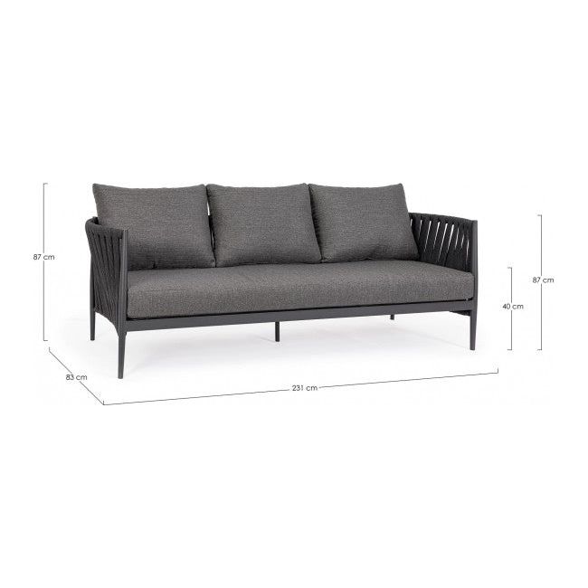 Outdoor Sofa 3er Platz mit Kissen Jacinta Anthrazit WG21 - ZEN ZONE