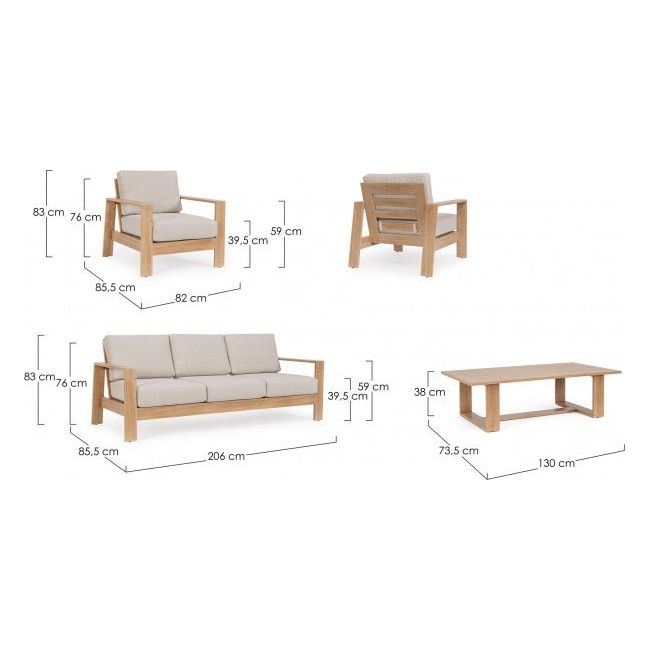 Outdoor 4er Set Lounge mit Kissen Baltic Natürlich - ZEN ZONE