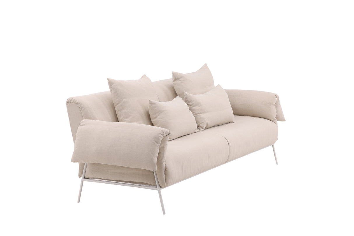 Öckerö 3-Sitzer Sofa - Weiß / Beige Leinen - ZEN ZONE Furniture