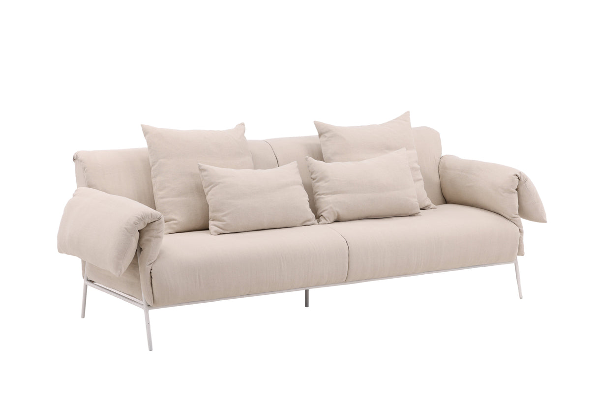 Öckerö 3-Sitzer Sofa - Weiß / Beige Leinen - ZEN ZONE Furniture