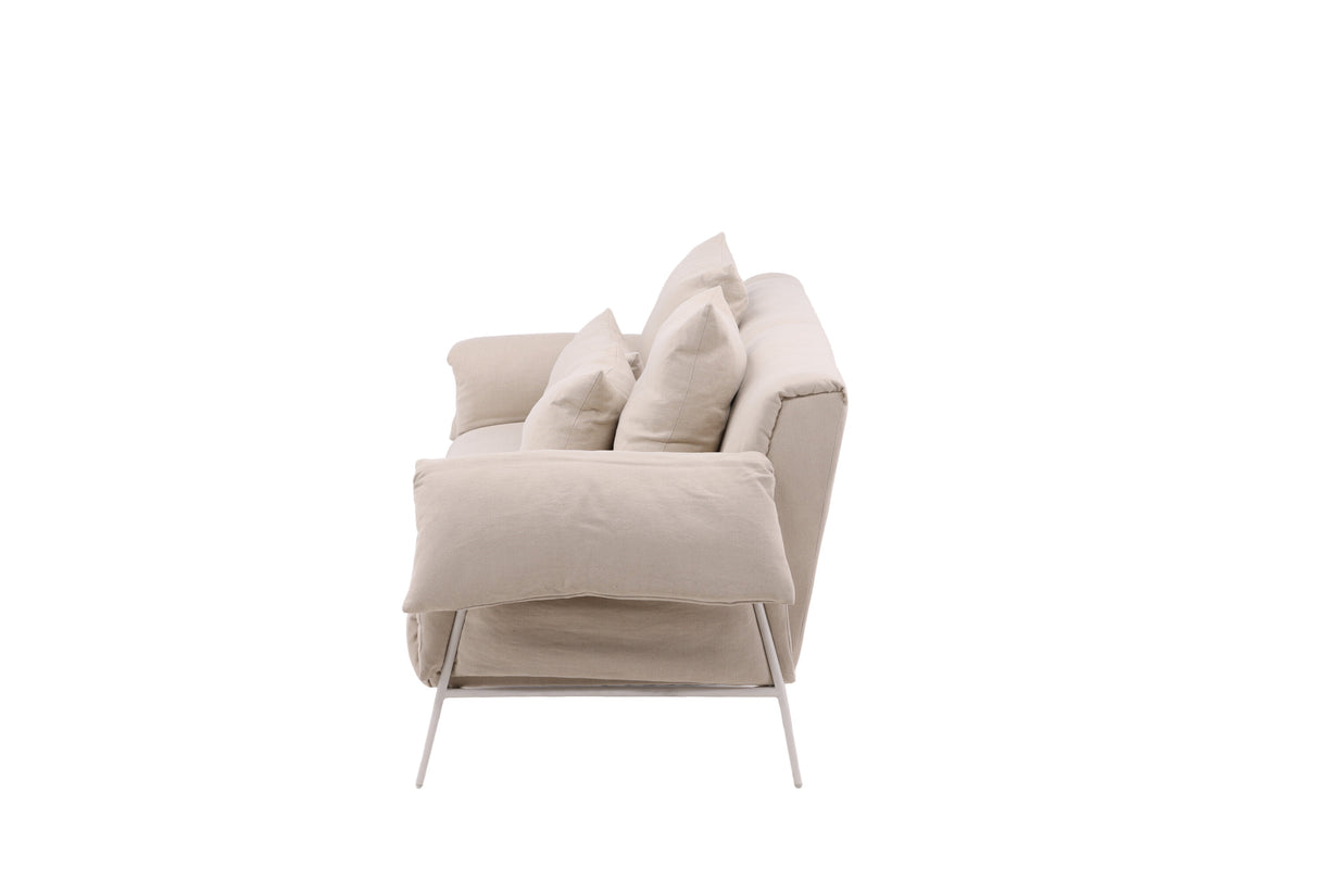 Öckerö 3-Sitzer Sofa - Weiß / Beige Leinen - ZEN ZONE Furniture