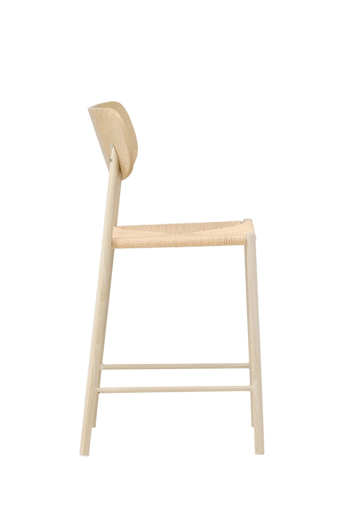 Polly Bar Stool with Backrest - Whitewash / Nature Rope