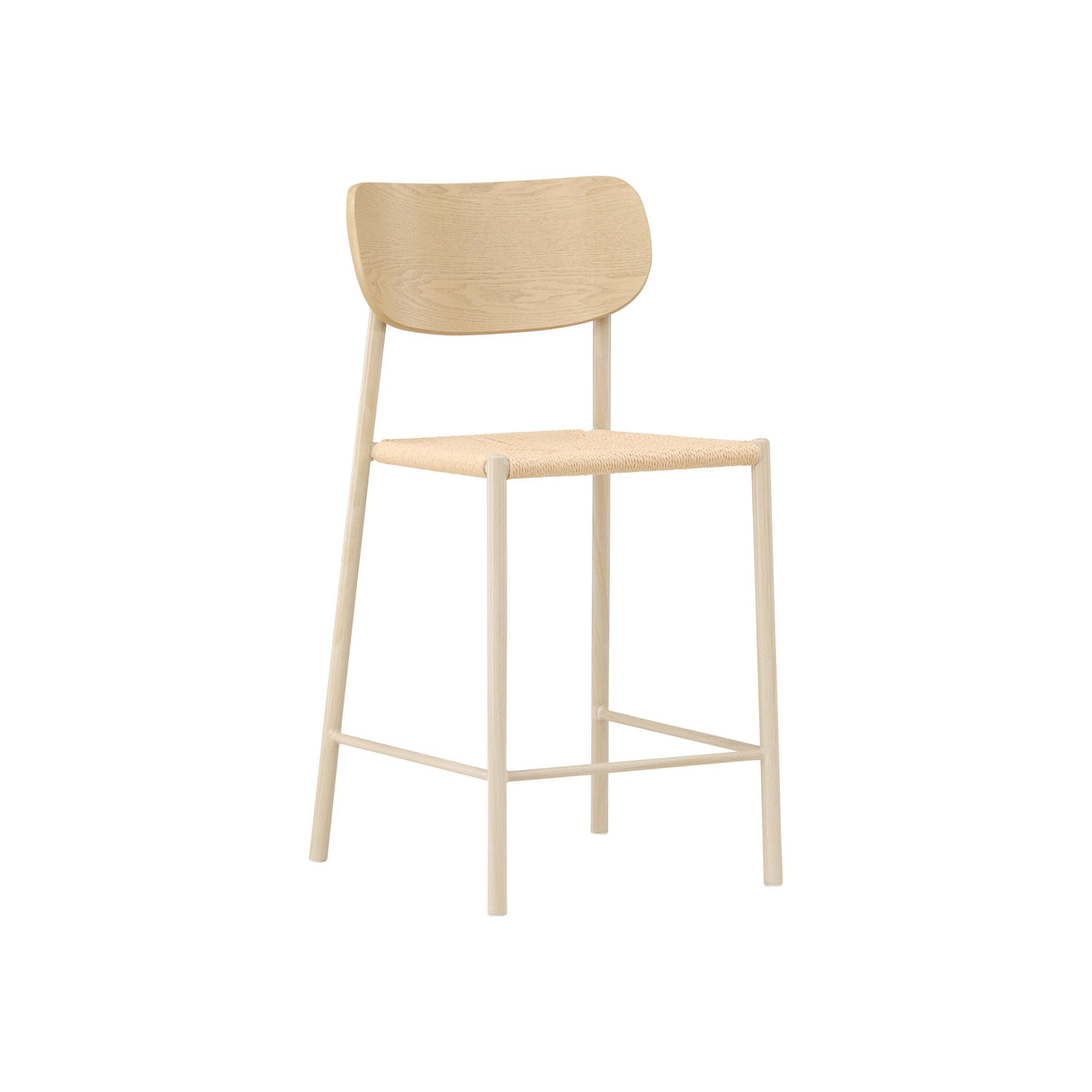 Polly Bar Stool with Backrest - Whitewash / Nature Rope