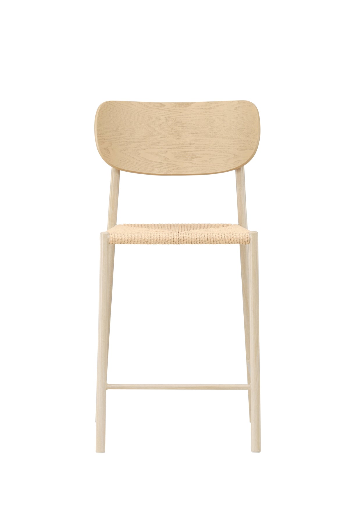 Polly Bar Stool with Backrest - Whitewash / Nature Rope