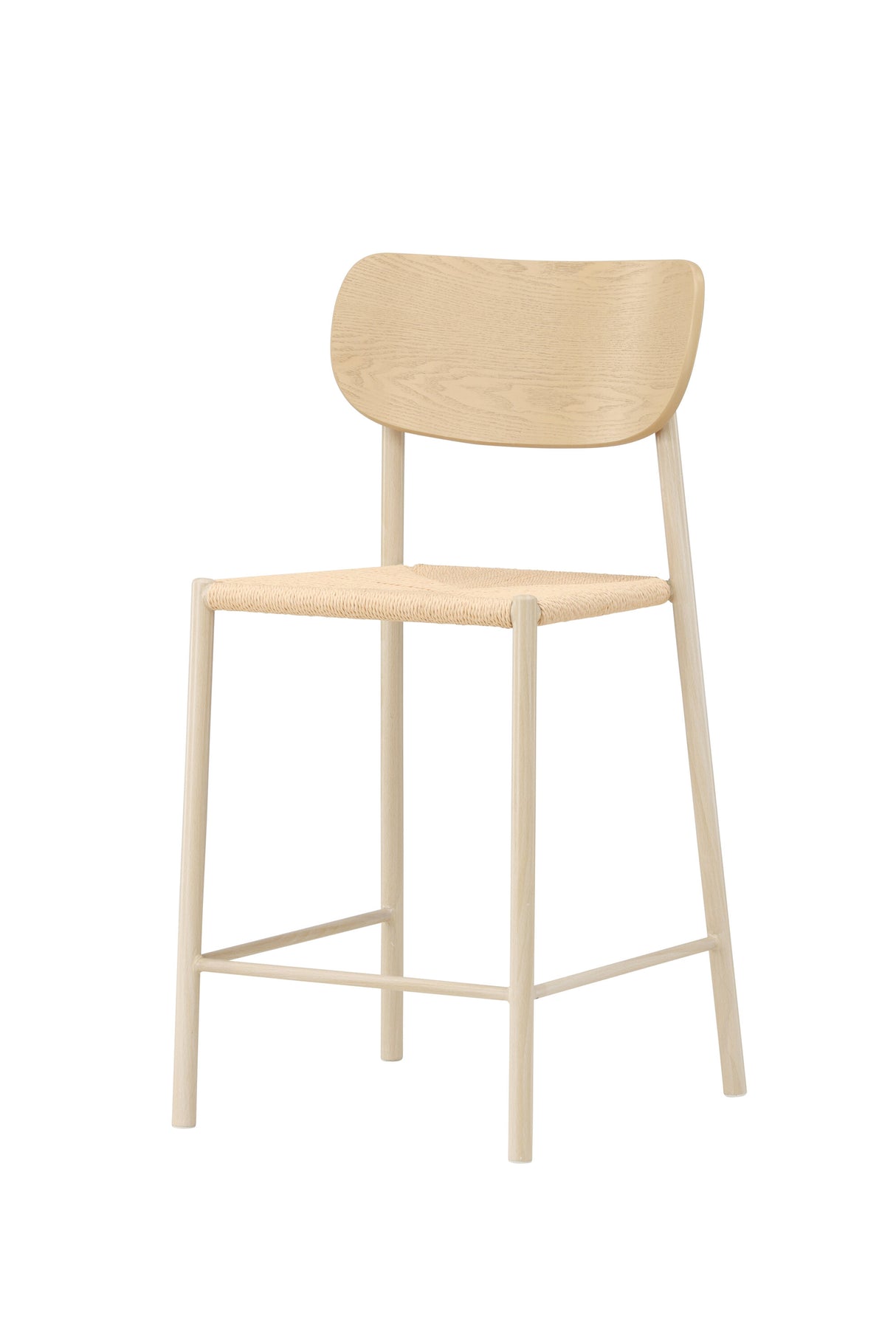 Polly Bar Stool with Backrest - Whitewash / Nature Rope