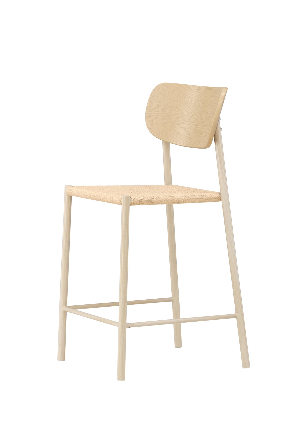 Polly Bar Stool with Backrest - Whitewash / Nature Rope