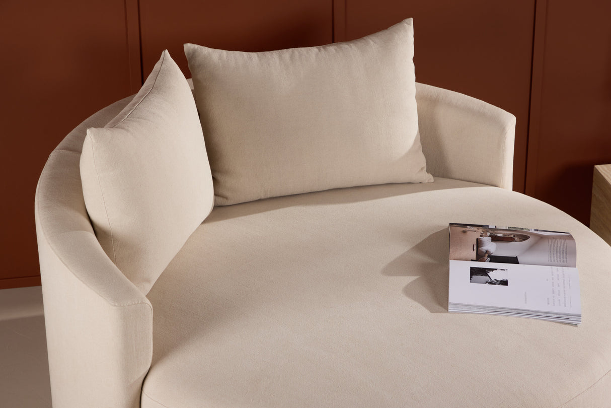 Kelso Sofa - Wood/Beige Linen 150 cm