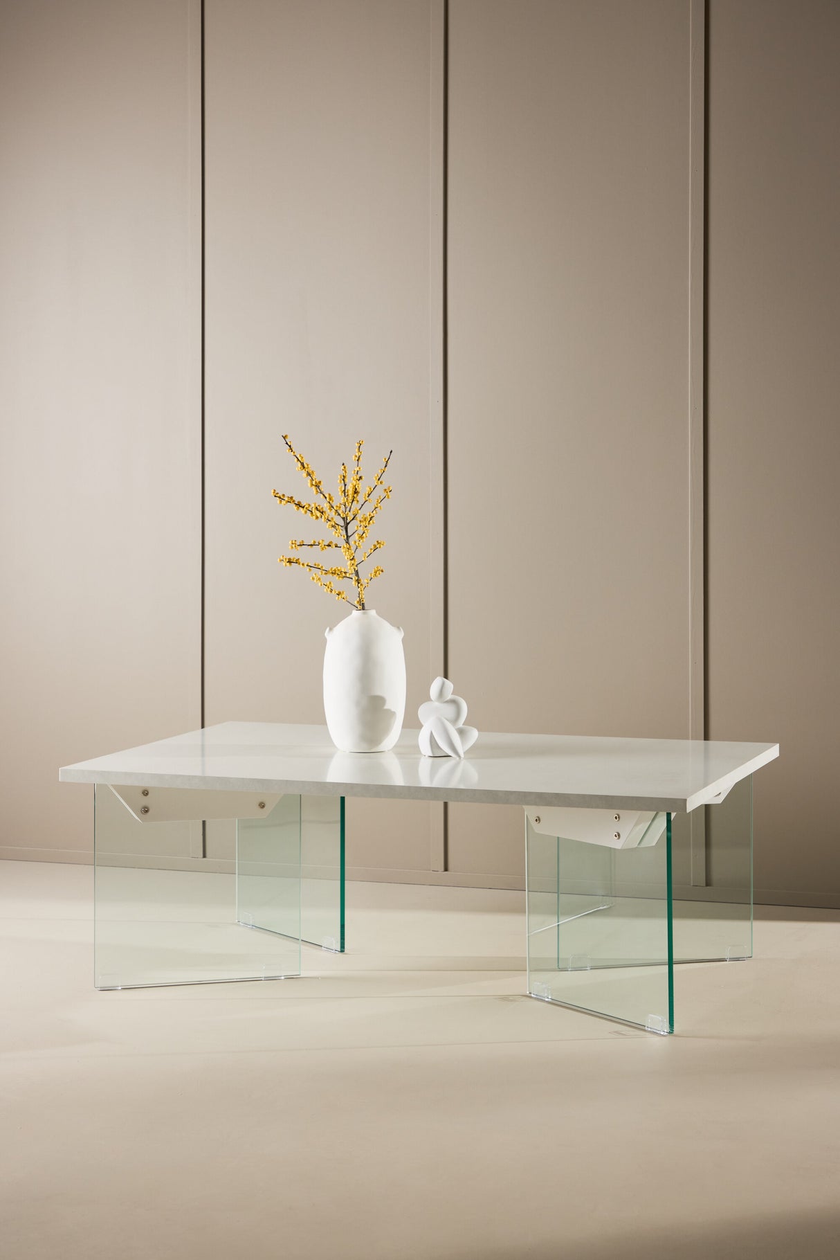 Ester Couchtisch - Glas / Betonoptik 120 x 80 x 42 cm - ZEN ZONE Furniture