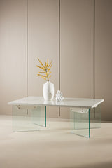 Ester coffee table - glass / concrete look 120 x 80 x 42 cm