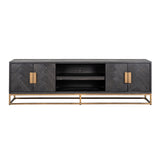 TV Kommode 200 Blackbone brass 4-Türen (Black rustic) - ZEN ZONE Furniture