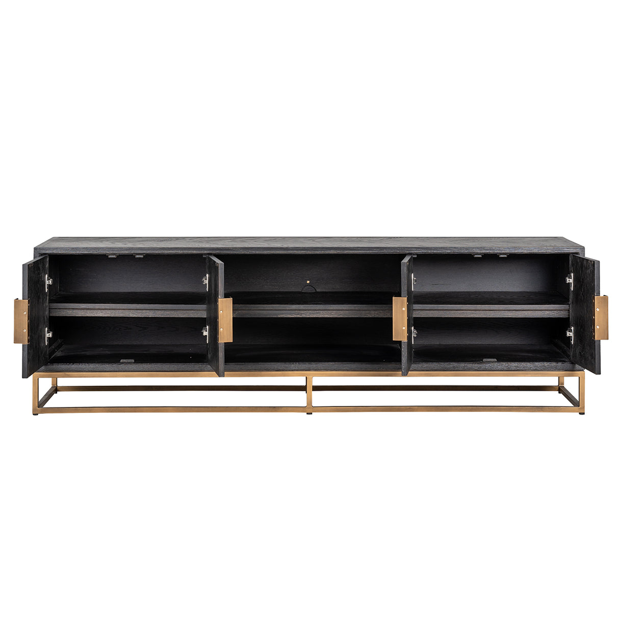 TV Kommode 200 Blackbone brass 4-Türen (Black rustic) - ZEN ZONE Furniture