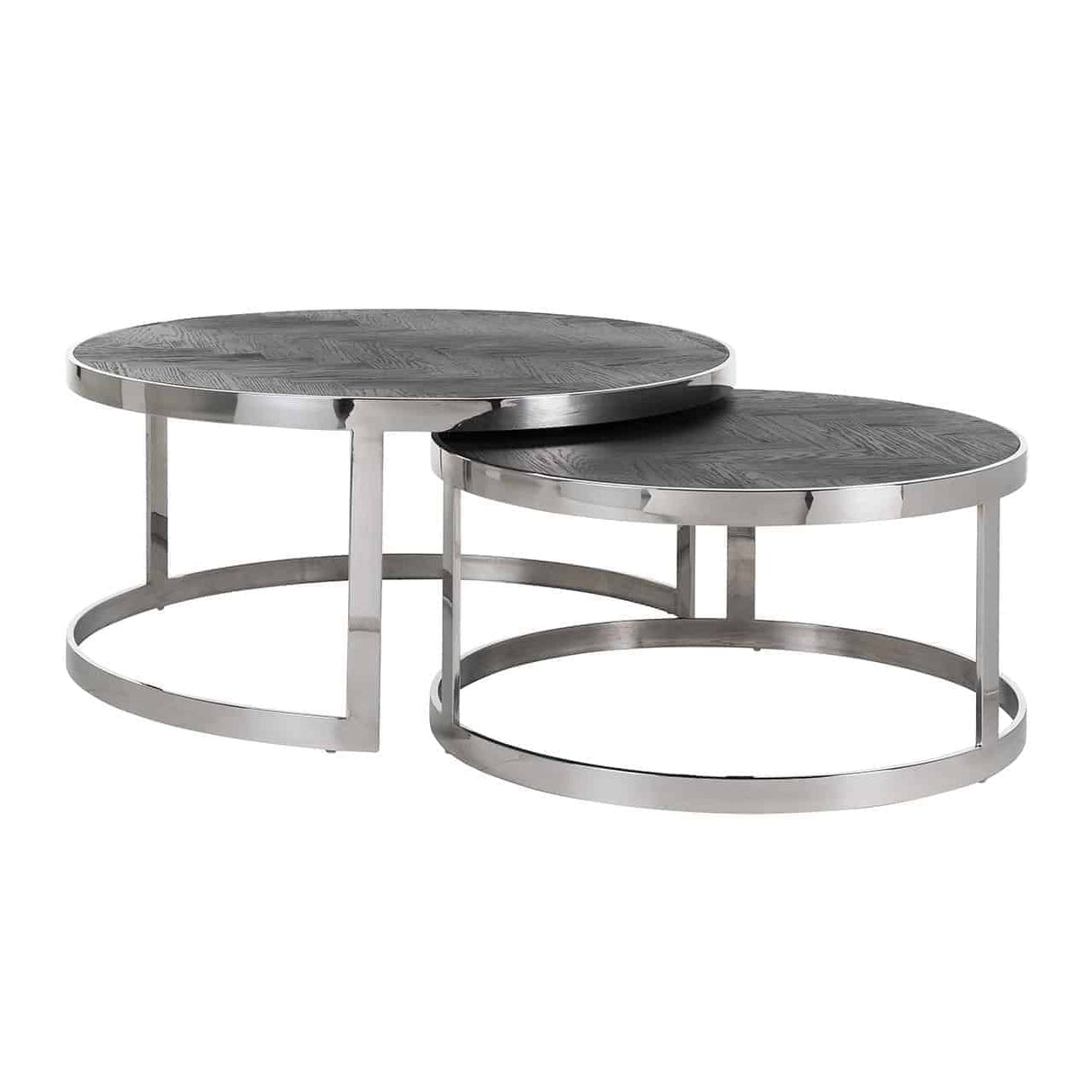 Couchtisch Blackbone silver set von 2 (Black rustic) - ZEN ZONE