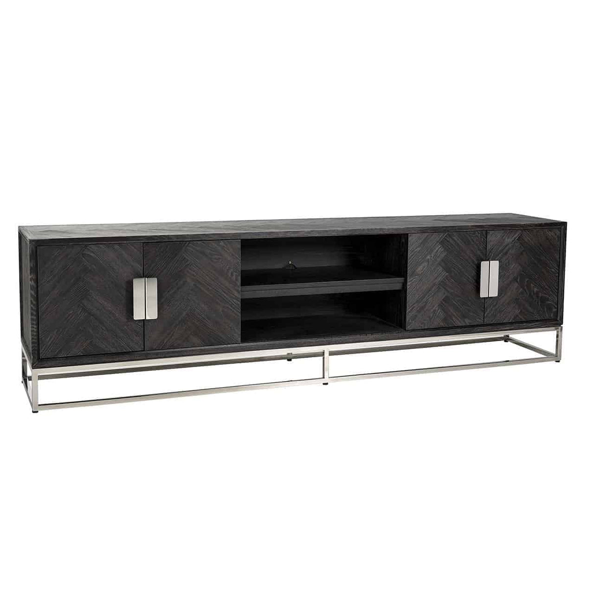 TV Kommode 220 Blackbone silver 4-Türen (Black rustic) - ZEN ZONE Furniture