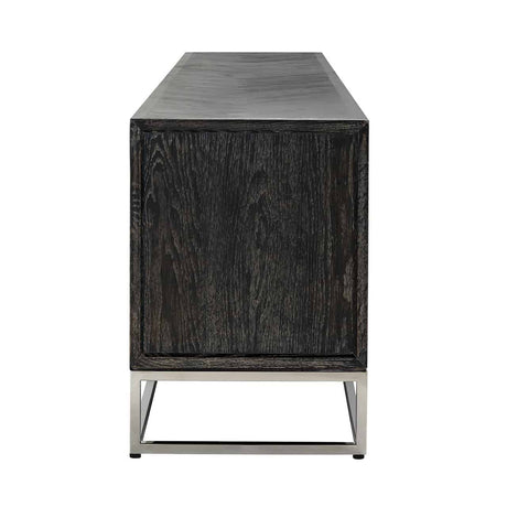 TV Kommode 220 Blackbone silver 4-Türen (Black rustic) - ZEN ZONE Furniture