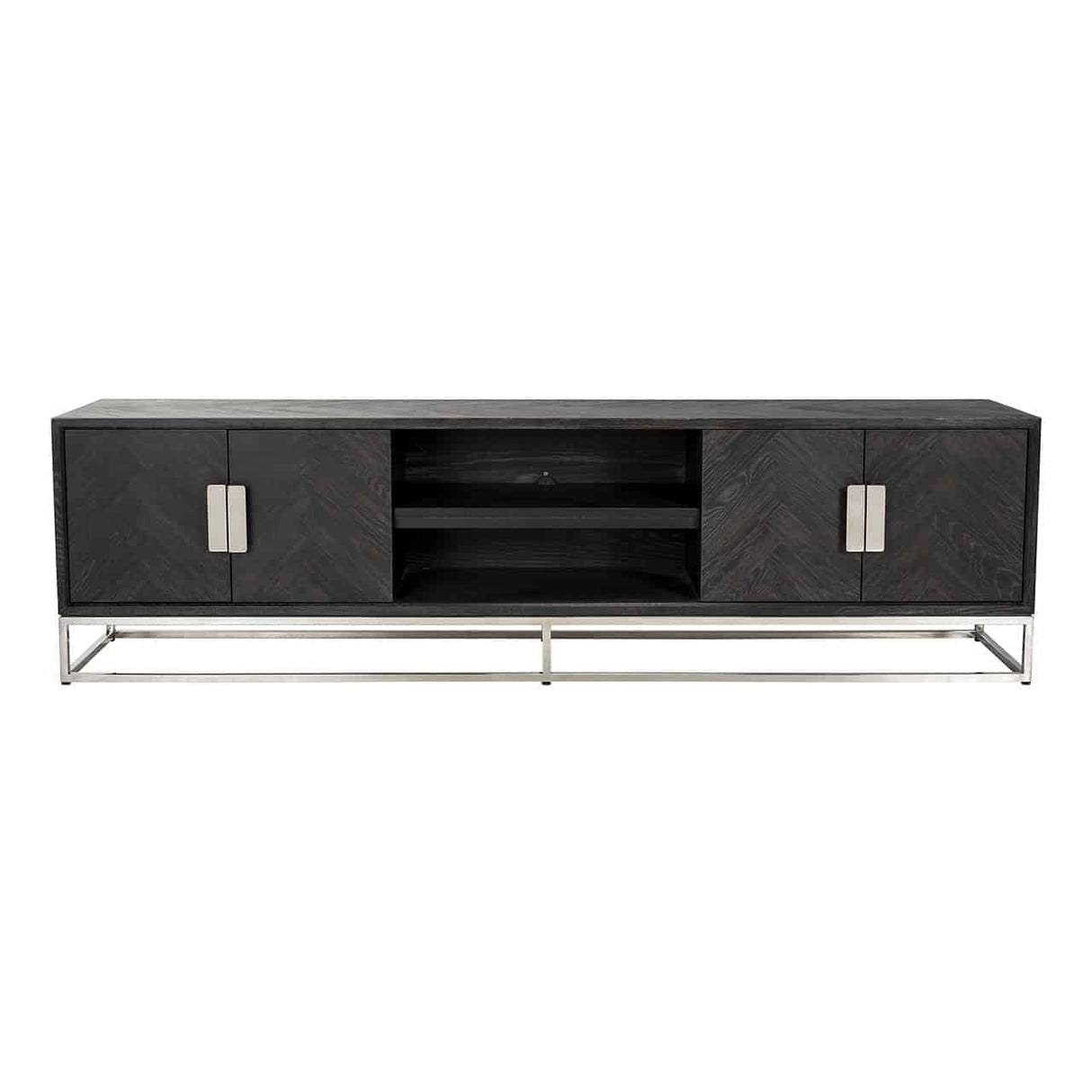 TV Kommode 220 Blackbone silver 4-Türen (Black rustic) - ZEN ZONE Furniture