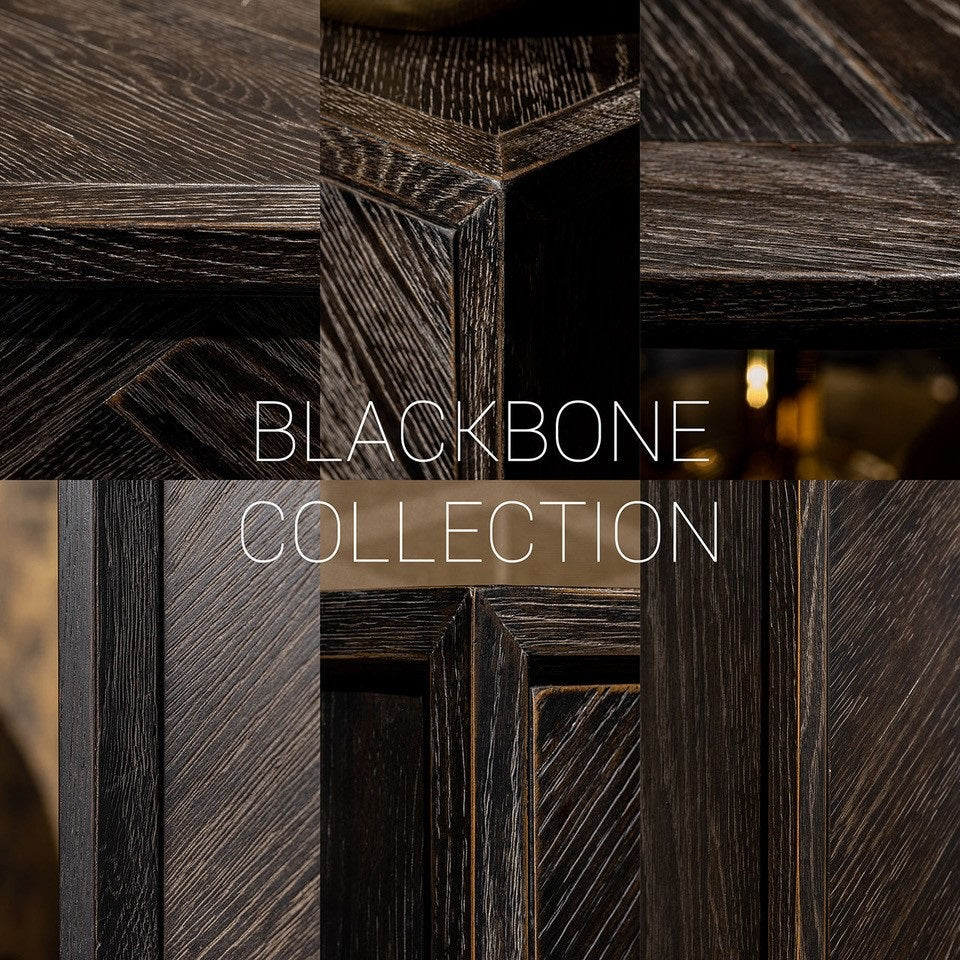 Anrichte Blackbone silver 4-Türen + offener raum (Black rustic) - ZEN ZONE