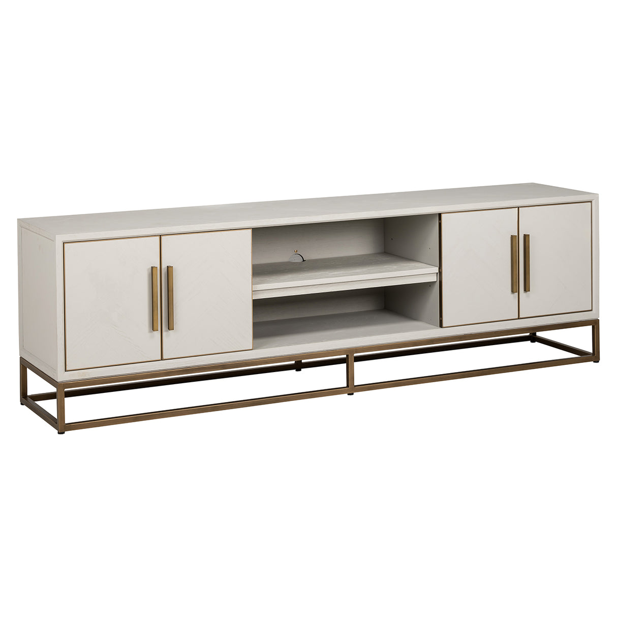 TV Kommode Whitebone brass 4-Türen 200 (Verona Grey) - ZEN ZONE Furniture