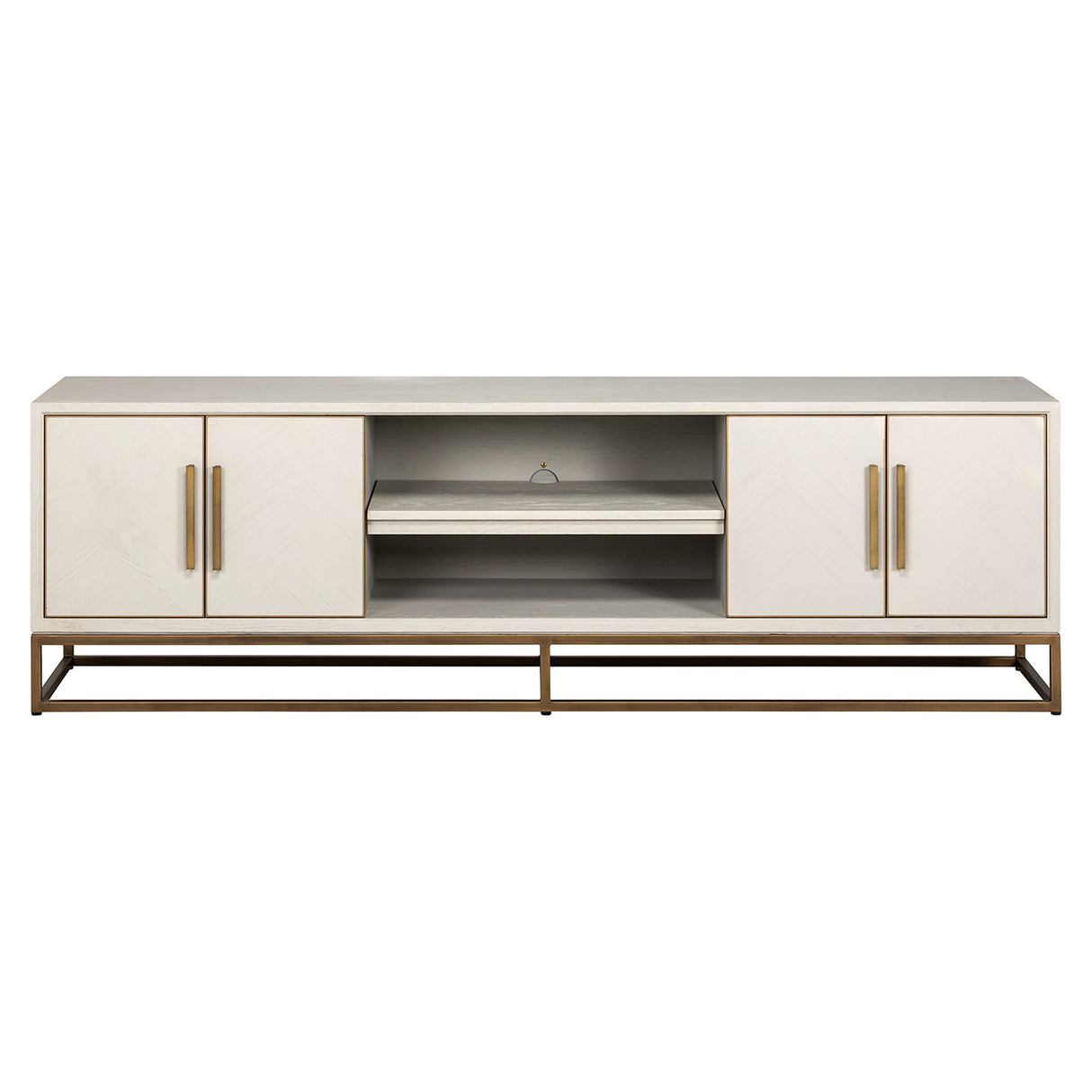 TV Kommode Whitebone brass 4-Türen 200 (Verona Grey) - ZEN ZONE Furniture