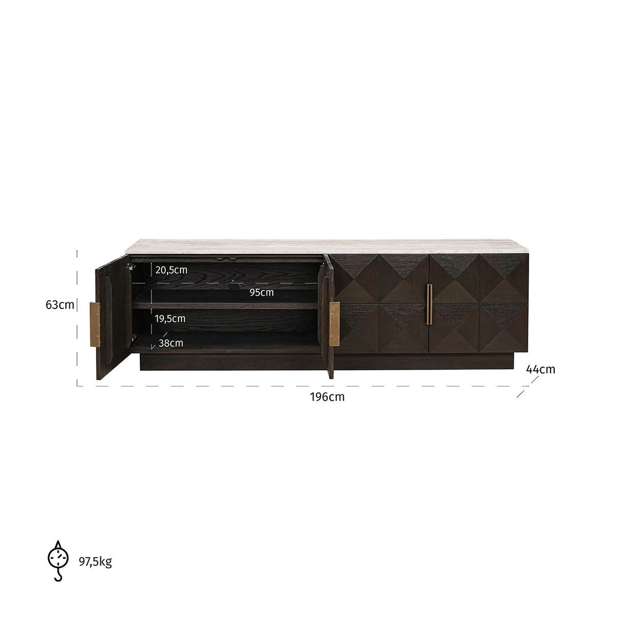 TV Möbel Claremont 4-türig (Brown) - ZEN ZONE Furniture