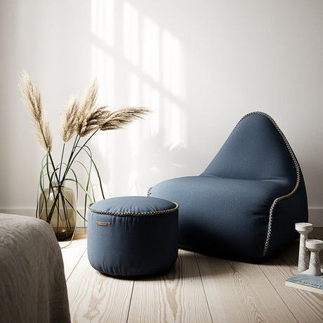 Cura Lounge Chair Dark Blue + Pouf - ZEN ZONE