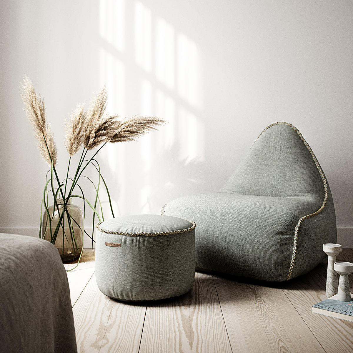 Cura Lounge Chair Grey + Pouf - ZEN ZONE