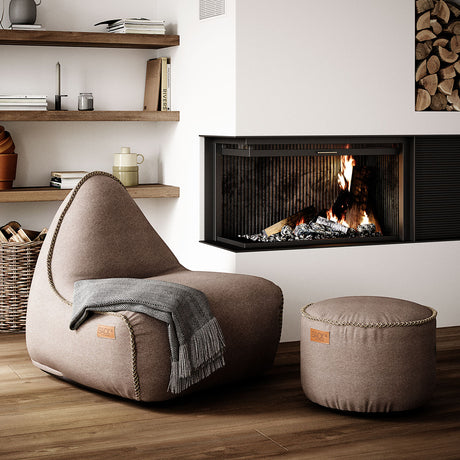 Canvas Lounge Chair Sand + Pouf - ZEN ZONE