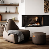 Canvas Lounge Chair Combi br/sa + Brown Pouf - ZEN ZONE