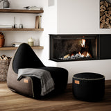 Canvas Lounge Chair Combi bl/br +Black Pouf - ZEN ZONE