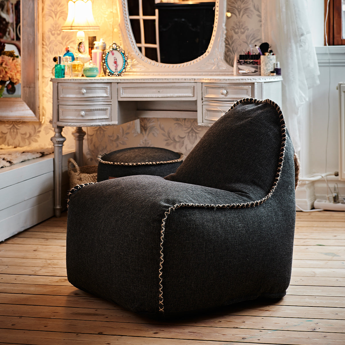 Cobana Lounge Chair jr. Black + Pouf - ZEN ZONE