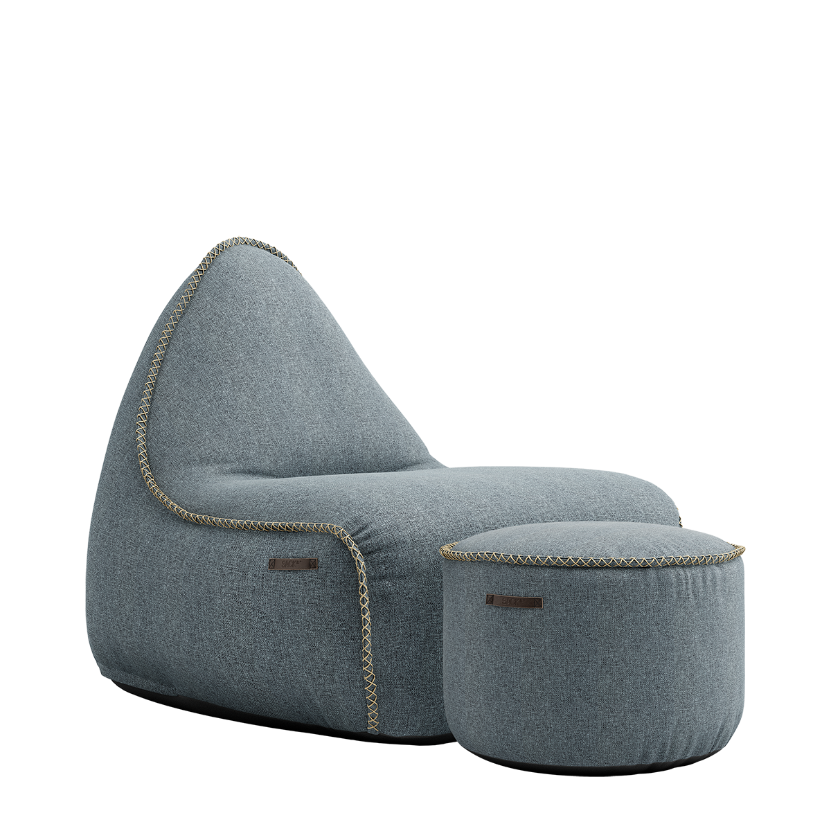 Medley Lounge Chair Dusty Blue + Pouf - ZEN ZONE