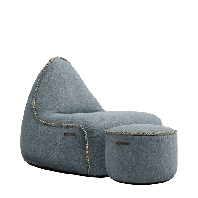 Medley Lounge Chair Dusty Blue + Pouf - ZEN ZONE