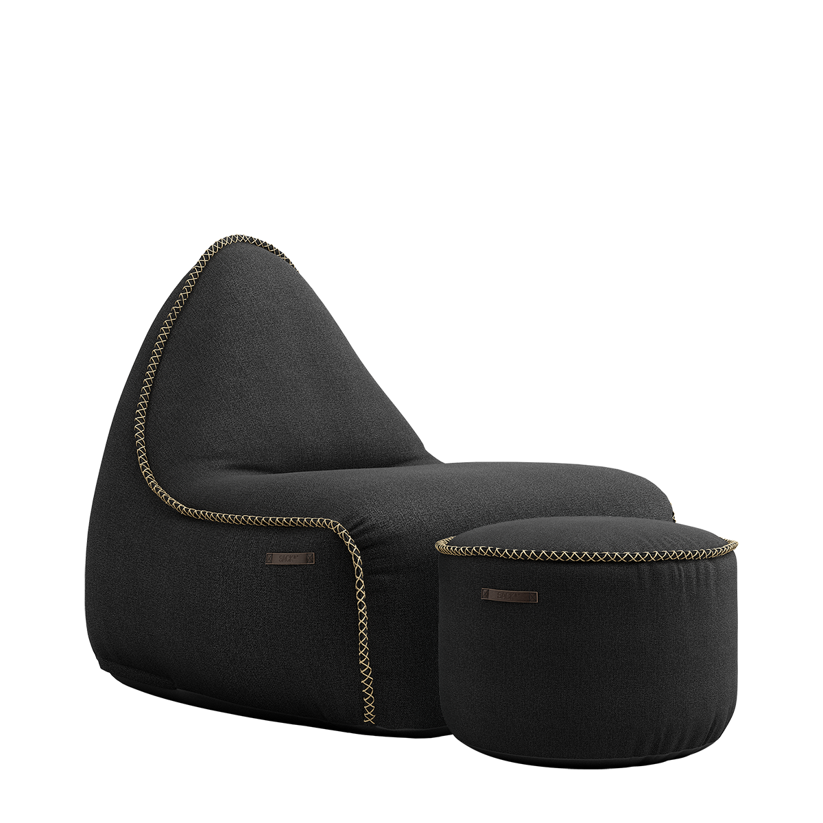 Medley Lounge Chair Black + Pouf - ZEN ZONE