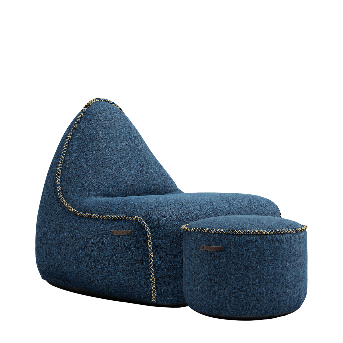 Medley Lounge Chair Denim + Pouf - ZEN ZONE