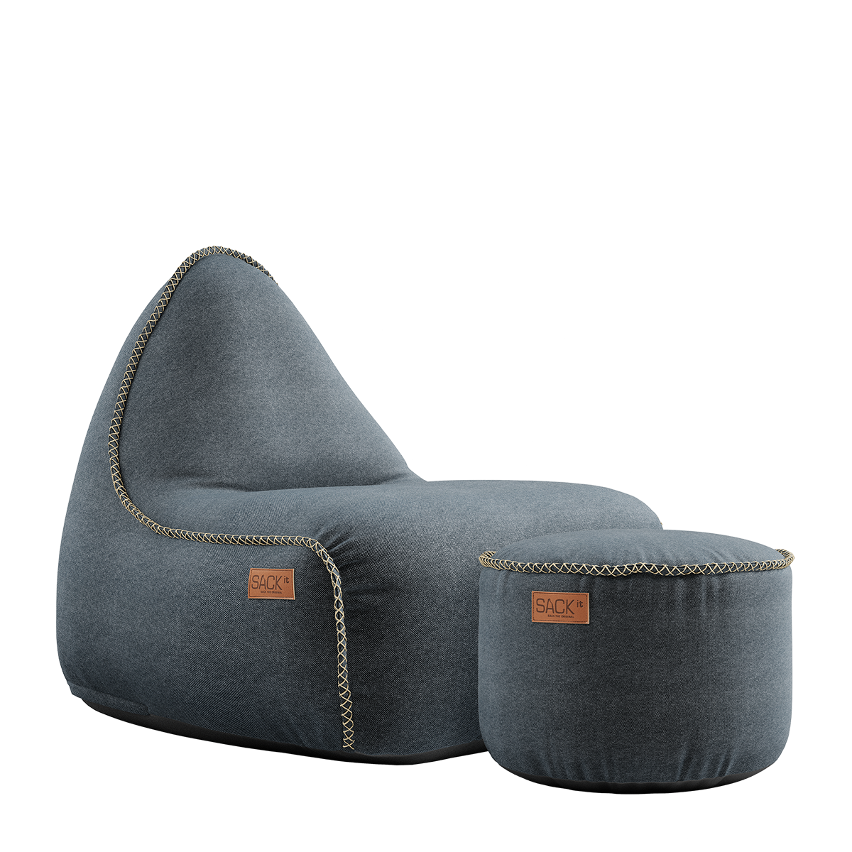 Canvas Lounge Chair Petrol + Pouf - ZEN ZONE