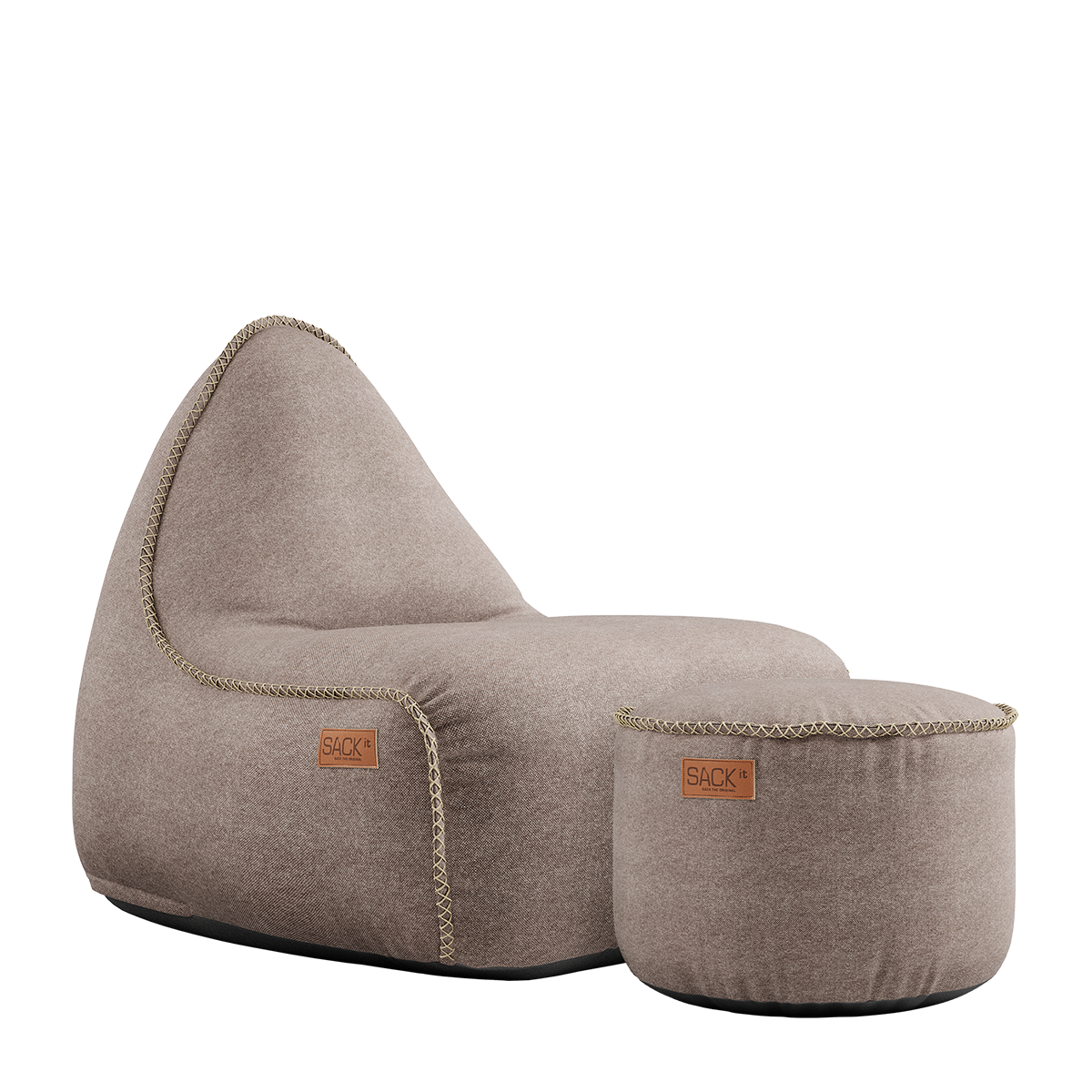 Canvas Lounge Chair Sand + Pouf - ZEN ZONE