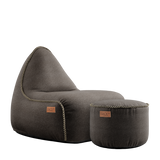 Canvas Lounge Chair Brown + Pouf - ZEN ZONE