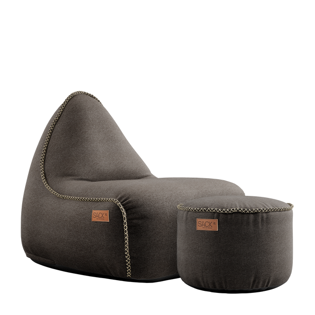 Canvas Lounge Chair Brown + Pouf - ZEN ZONE