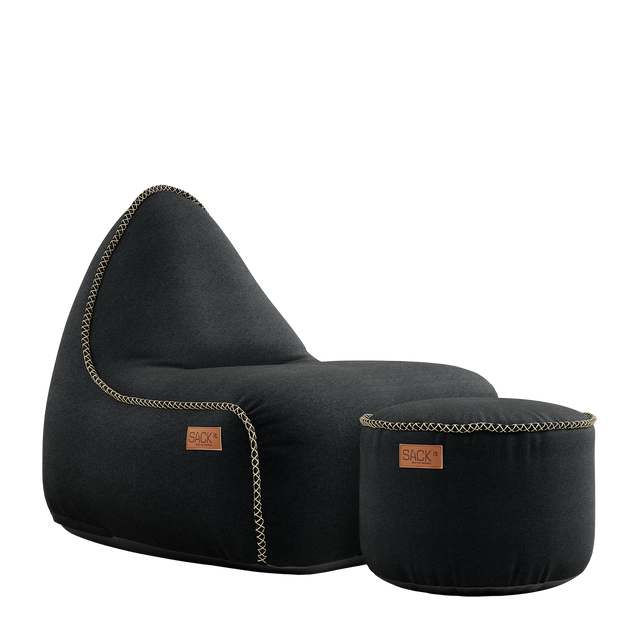 Canvas Lounge Chair Black + Pouf - ZEN ZONE