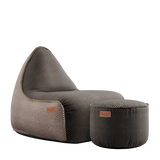 Canvas Lounge Chair Combi br/sa + Brown Pouf - ZEN ZONE