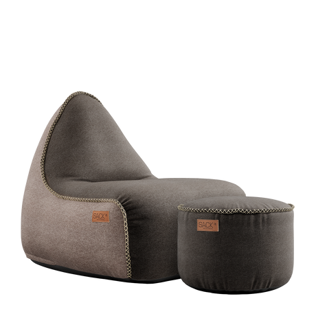 Canvas Lounge Chair Combi br/sa + Brown Pouf - ZEN ZONE