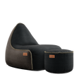 Canvas Lounge Chair Combi bl/br +Black Pouf - ZEN ZONE