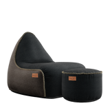 Canvas Lounge Chair Combi bl/br +Black Pouf - ZEN ZONE