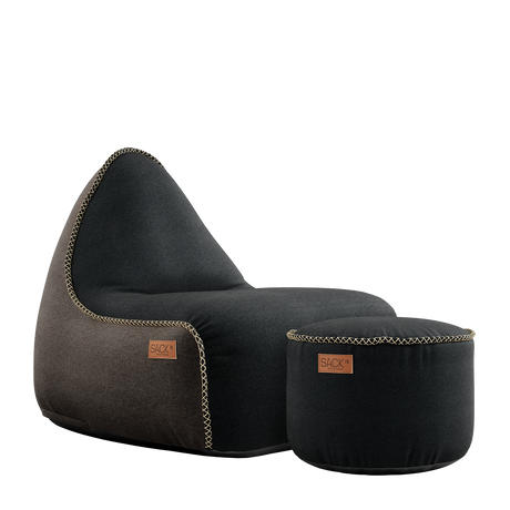 Canvas Lounge Chair Combi bl/br +Black Pouf - ZEN ZONE