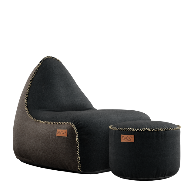 Canvas Lounge Chair Combi bl/br +Black Pouf - ZEN ZONE