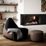 Canvas Lounge Chair Combi bl/br +Brown Pouf - ZEN ZONE