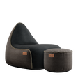 Canvas Lounge Chair Combi bl/br +Brown Pouf - ZEN ZONE